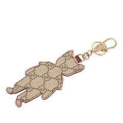 グッチ ×ヒグチユウコ BORIS ボリス 猫 チャーム キーホルダー ベージュ ホワイト PVC レザー メッキ レディース GUCCI 【中古】