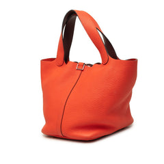 エルメス ピコタンロックタッチMM ハンドバッグ レッド オレンジ系 シルバー金具 トリヨンクレマンス スイフト レディース HERMES 中古