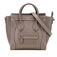 セリーヌ ラゲージ ナノショッパー ハンドバッグ ショルダーバッグ 2WAY グレージュ レザー レディース CELINE 【中古】