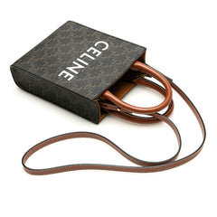 セリーヌ トリオンフ ミニ バーティカルカバ トートバッグ ショルダーバッグ 2WAY ブラウン PVC レザー レディース CELINE 【中古】