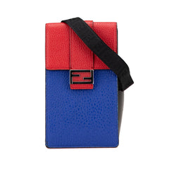 フェンディ ショルダーバッグ フォンホルダー 7AS120 レッド ブルー レザー レディース FENDI 中古