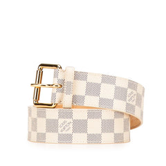 ルイ ヴィトン ダミエ アズール サンチュール ベルト サイズ:85/34 M9835 ホワイト PVC レザー レディース LOUIS VUITTON 【中古】