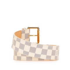 ルイ ヴィトン ダミエ アズール サンチュール ベルト サイズ:85/34 M9835 ホワイト PVC レザー レディース LOUIS VUITTON 【中古】