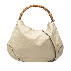 グッチ グッチシマ バンブー ハンドバッグ ショルダーバッグ 2WAY 169976 ベージュ アイボリー レザー レディース GUCCI 【中古】