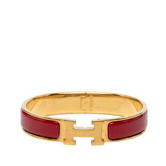 エルメス クリックH PM エナメルブレスレット バングル ゴールド レッド メッキ レディース HERMES 【中古】
