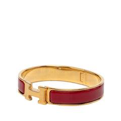 エルメス クリックH PM エナメルブレスレット バングル ゴールド レッド メッキ レディース HERMES 【中古】