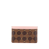 ルイ ヴィトン ダミエ ポルトカルト サーンプル スタッズ カードケース N60248 ブラウン ピンク PVC レザー レディース LOUIS VUITTON 中古