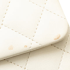 シャネル マトラッセ25 ココマーク ダブルフラップ バイカラー チェーン ショルダーバッグ ホワイト ブラック ラムスキン レディース CHANEL 【中古】