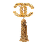 シャネル ヴィンテージ ココマーク ヨウガン 溶岩 フリンジ ブローチ ゴールド メッキ レディース CHANEL 【中古】