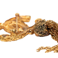 シャネル ヴィンテージ ココマーク ヨウガン 溶岩 フリンジ ブローチ ゴールド メッキ レディース CHANEL 【中古】