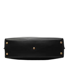 サンローラン ロゴ サック ショッピング トートバッグ 619757 ナチュラル ブラック キャンバス レザー レディース SAINT LAURENT 【中古】