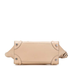 セリーヌ ラゲージ マイクロショッパー ハンドバッグ ベージュ レザー レディース CELINE 【中古】