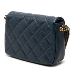 シャネル マトラッセ ココマーク 斜め掛け チェーン ショルダーバッグ ネイビー キャビアスキン レディース CHANEL 【中古】