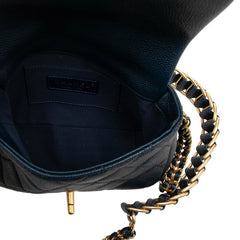 シャネル マトラッセ ココマーク 斜め掛け チェーン ショルダーバッグ ネイビー キャビアスキン レディース CHANEL 【中古】
