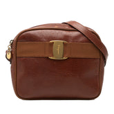 サルヴァトーレフェラガモ ヴァラ 型押し 斜めかけ ショルダーバッグ ブラウン レザー レディース Salvatore Ferragamo 【中古】
