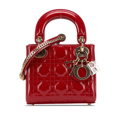 ディオール カナージュ レディディオール ハンドバッグ ショルダーバッグ 2WAY レッド パテントレザー レディース Dior 【中古】