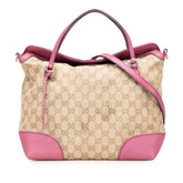 グッチ GGキャンバス ブリー ハンドバッグ ショルダーバッグ 2WAY 353120 ベージュ ピンク キャンバス レザー レディース GUCCI 【中古】