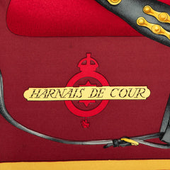 エルメス カレ90 HARNAIS DE COUR 宮廷の馬具 スカーフ レッド マルチカラー シルク レディース HERMES 【中古】