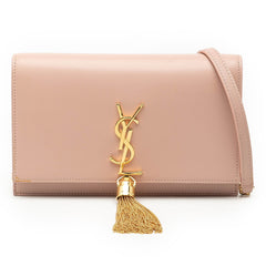 サンローラン YSLロゴ チェーン ウォレット ショルダーバッグ ピンク レザー レディース SAINT LAURENT 中古