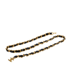 シャネル ココマーク チェーンベルト ゴールド ブラック メッキ レザー レディース CHANEL 【中古】