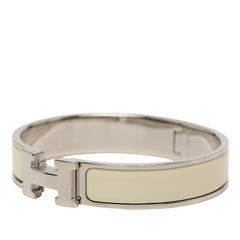 エルメス クリックH PM バングル シルバー アイボリー メタル エナメル レディース HERMES 【中古】