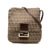フェンディ ズッキーノ 斜め掛け ショルダーバッグ 8BT075 ブラウン キャンバス レザー レディース FENDI 【中古】