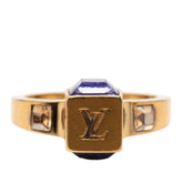 ルイ ヴィトン バーグ ギャンブル リング 指輪 #M M65098 ゴールド パープル メッキ スワロフスキー レディース LOUIS VUITTON 【中古】