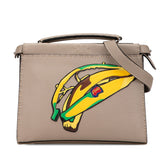 フェンディ セレリア ピーカブー フィット ミニ バナナ ハンドバッグ ショルダーバッグ 2WAY 7VA422 グレー イエロー レザー レディース FENDI 【中古】