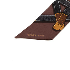 エルメス ツイリー TRES KELLY ケリー ベルト スカーフ ブラウン シルク レディース HERMES 【中古】