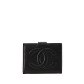 シャネル ココマーク がま口 二つ折り財布 ブラック キャビアスキン レディース CHANEL 【中古】