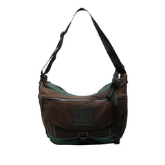 シャネル スポーツライン ショルダーバッグ A23289 ブラック グリーン キャンバス ナイロン レディース CHANEL 【中古】