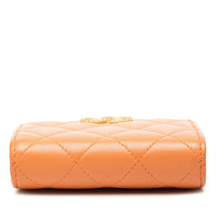 シャネル ココマーク マトラッセ 二つ折り財布 オレンジ ラムスキン レディース CHANEL 【中古】