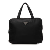 プラダ 三角ロゴプレート ハンドバッグ コスメバッグ ブラック ナイロン レディース PRADA 【中古】