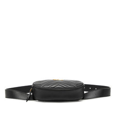 グッチ GGマーモント キルティング ボディバッグ ウエストバッグ 476434 ブラック レザー レディース GUCCI 【中古】