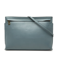 ロエベ アナグラム ショルダーバッグ ライトブルー レザー レディース LOEWE 【中古】