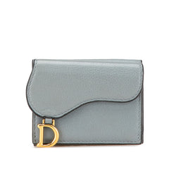 ディオール サドル ロータス コンパクトウォレット 三つ折り財布 S5653CBAA グレー レザー レディース Dior 【中古】
