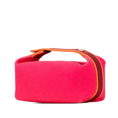 エルメス ブリッドアブラックPM ハンドバッグ ハイビスカス ピンク キャンバス レディース HERMES 【中古】