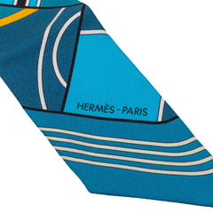エルメス ツイリー スカーフ ブルー レッド シルク レディース HERMES 【中古】