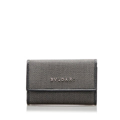 ブルガリ キーケース 6連 グレー ブラック PVC レザー レディース BVLGARI 【中古】
