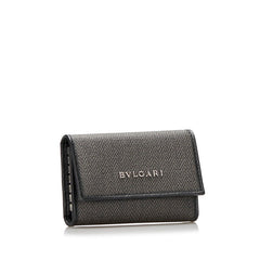 ブルガリ キーケース 6連 グレー ブラック PVC レザー レディース BVLGARI 【中古】