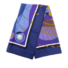 エルメス カレ90 SWING ゴルフクラブ スカーフ 大判 パープル ネイビー シルク レディース HERMES 【中古】