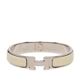 エルメス クリックH PM エナメルブレスレット バングル シルバー ホワイト メタル レディース HERMES 【中古】