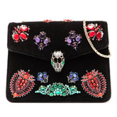 ブルガリ セルペンティ フォーエバー ビジュー チェーン ショルダーバッグ ハンドバッグ ブラック マルチカラー ベルベット レザー レディース BVLGARI 【中古】