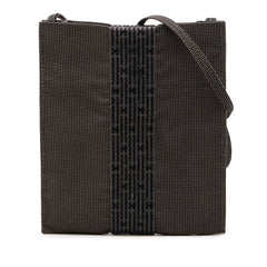 エルメス エールライン ポシェット ショルダーバッグ ブラック キャンバス レディース HERMES 【中古】