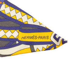 エルメス ツイリー LES FLOTS DU CHEVAL 馬への表彰 スカーフ パープル イエロー オレンジ シルク レディース HERMES 【中古】
