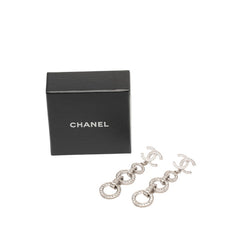 シャネル ココマーク ラウンド サークル スイング スタッド ピアス シルバー メタル ラインストーン レディース CHANEL 【中古】