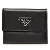プラダ 三角ロゴプレート カードケース 小銭入れ ブラック サフィアーノレザー レディース PRADA 中古