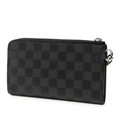 ルイ ヴィトン ダミエ グラフィット ジッピードラゴンヌ 長財布 N60379 ブラック PVC レザー メンズ LOUIS VUITTON 【中古】
