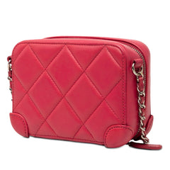 シャネル ココマーク マトラッセ 斜め掛け チェーン ショルダーバッグ カメラバッグ ピンク ラムスキン レディース CHANEL 【中古】