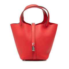 エルメス ピコタンロックPM ハンドバッグ レッド系 シルバー金具 トリヨンクレマンス レディース HERMES 【中古】